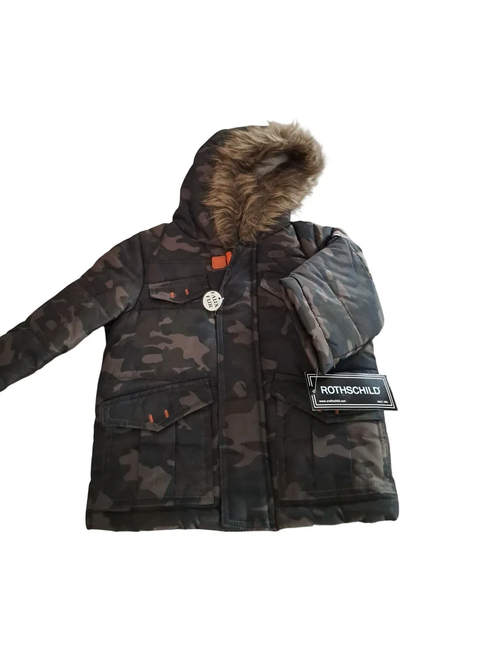 Rothschild Winter Coat Hooded Parka Size 12M Olive Camo NWT